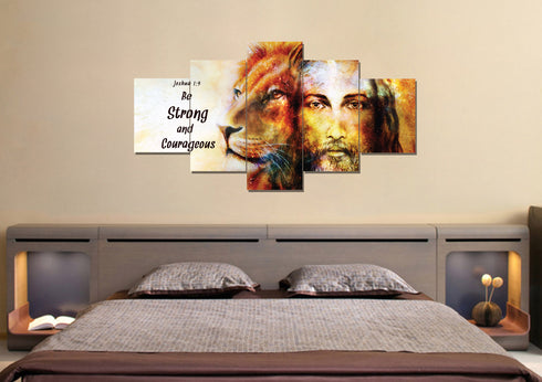 Jesus & Lion #9 Joshua 1:9 Be Strong and Courageous Wall Art
