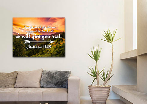 Matthew 11:28 Canvas Wall Art Print