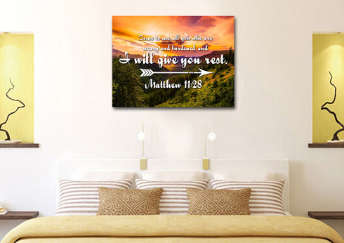 Matthew 11:28 Canvas Wall Art Print
