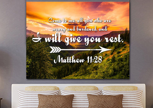 Matthew 11:28 Canvas Wall Art Print