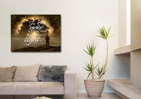 Matthew 11:30 Canvas Wall Art Print - Christian Walls