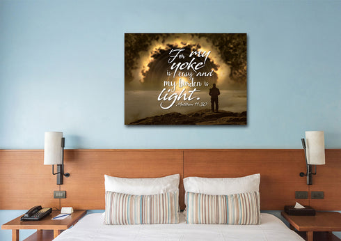 Matthew 11:30 Canvas Wall Art Print - Christian Walls