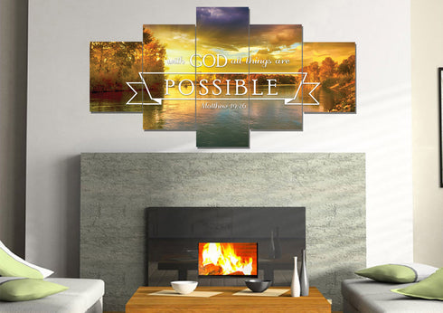 Matthew 19:26 #2 With God all things are Possible Canvas Wall Art Print