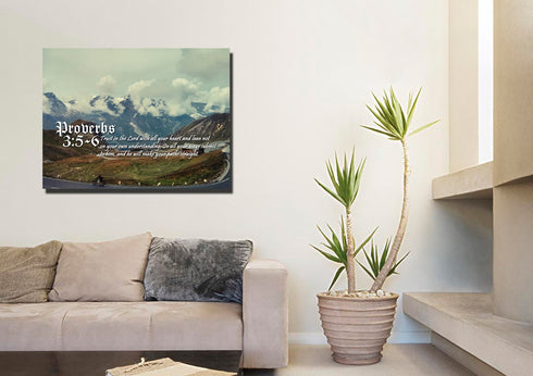 Proverbs 3:5-6 NIV #52 Bible Verse Canvas Wall Art