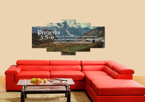 Proverbs 3:5-6 NIV #52 Bible Verse Canvas Wall Art