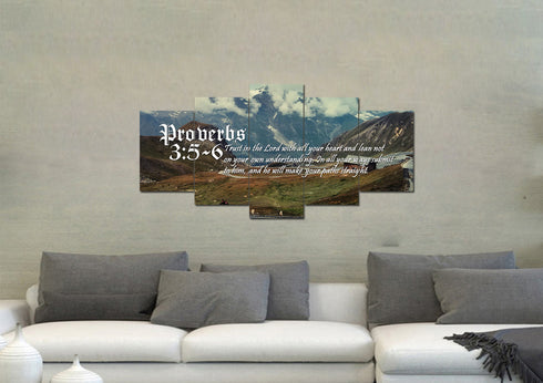 Proverbs 3:5-6 NIV #52 Bible Verse Canvas Wall Art