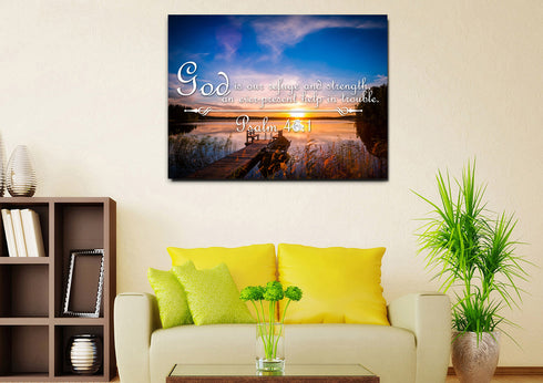 Psalm 46:1 God is our Refuge and Strength Canvas Wall Art Print