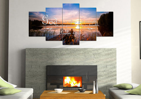 Psalm 46:1 God is our Refuge and Strength Canvas Wall Art Print
