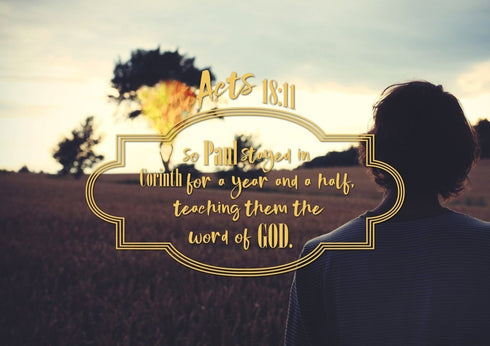 Acts 18:11 Canvas Wall Art Print