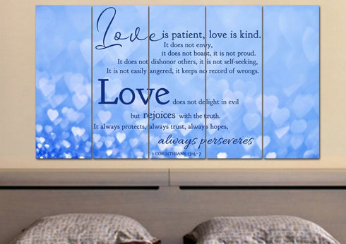 Blue Hearts #20 Love is Patient, Love is Kind Wall Art