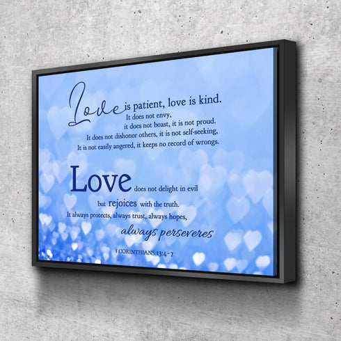 Blue Hearts #20 Love is Patient, Love is Kind Wall Art