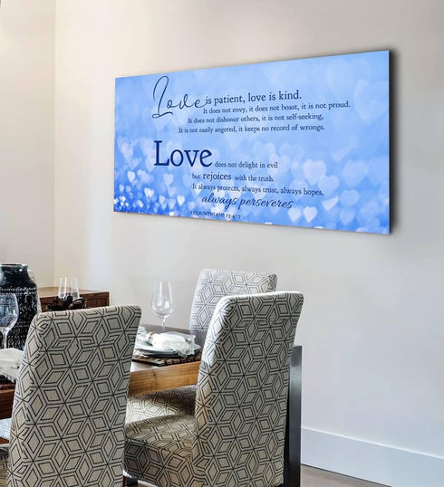 Blue Hearts #20 Love is Patient, Love is Kind Wall Art