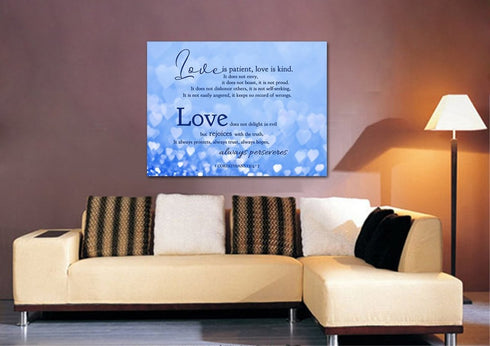 Blue Hearts #20 Love is Patient, Love is Kind Wall Art