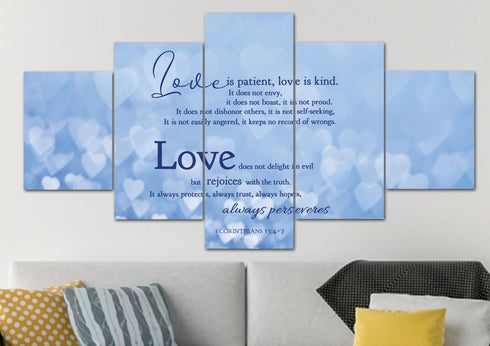 Blue Hearts #20 Love is Patient, Love is Kind Wall Art
