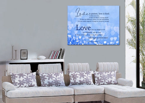 Blue Hearts #20 Love is Patient, Love is Kind Wall Art