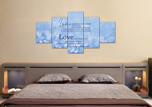 Blue Hearts #20 Love is Patient, Love is Kind Wall Art