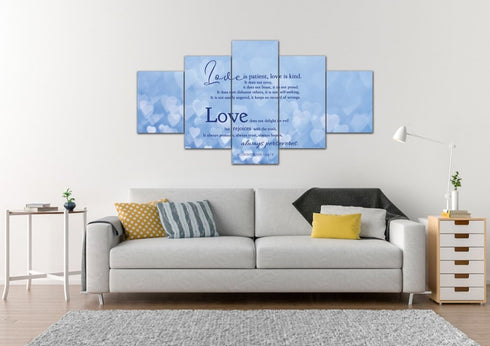 Blue Hearts #20 Love is Patient, Love is Kind Wall Art