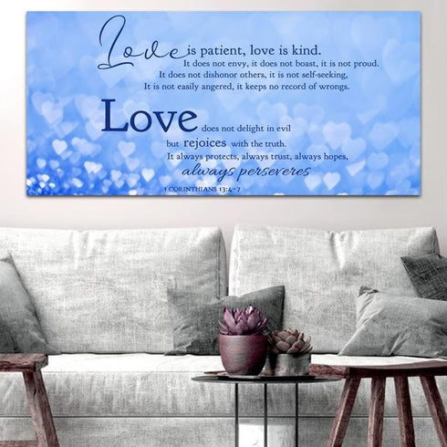 Blue Hearts #20 Love is Patient, Love is Kind Wall Art