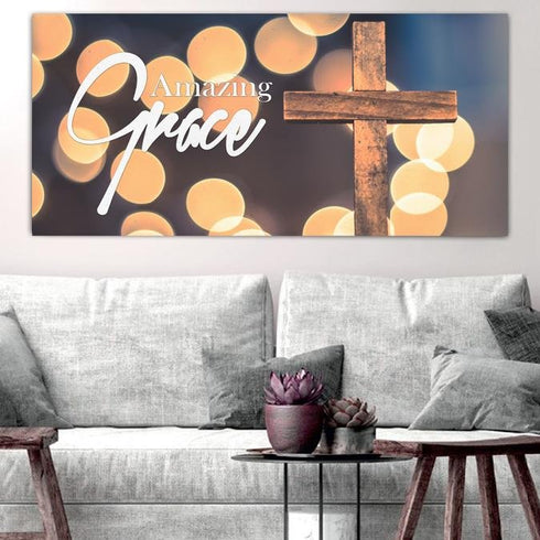 Bokeh & Cross #1 Amazing Grace Wall Art & Decor
