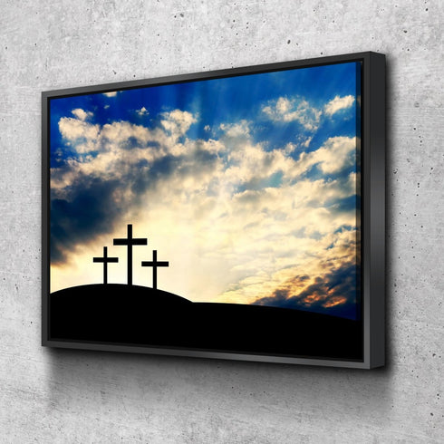 Christian Cross at Sunrise Sunset Wall Art #36 Canvas