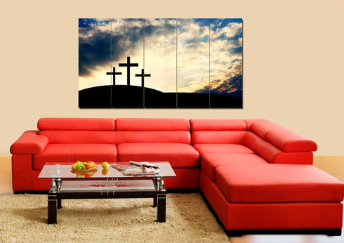 Christian Cross at Sunrise Sunset Wall Art #36 Canvas