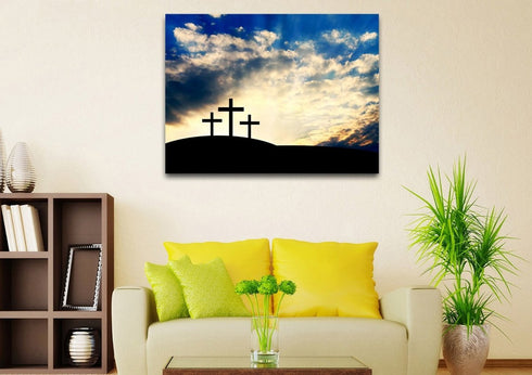 Christian Cross at Sunrise Sunset Wall Art #36 Canvas