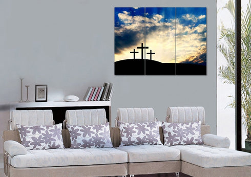 Christian Cross at Sunrise Sunset Wall Art #36 Canvas