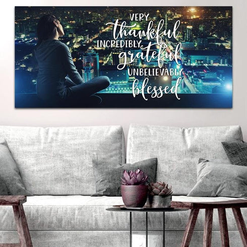 City Lights #6 Thankful, Grateful & Blessed Wall Art