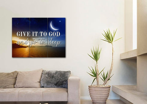 Crescent Moon #5 Give it to God and Go to Sleep Sign, Wall Art & Decor