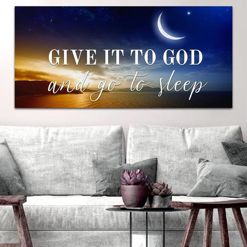 Crescent Moon #5 Give it to God and Go to Sleep Sign, Wall Art & Decor