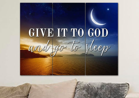 Crescent Moon #5 Give it to God and Go to Sleep Sign, Wall Art & Decor