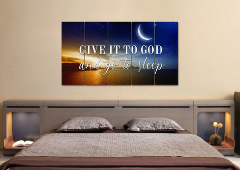 Crescent Moon #5 Give it to God and Go to Sleep Sign, Wall Art & Decor