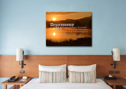 Deuteronomy 31:6 Canvas Wall Art Print | Christian Walls