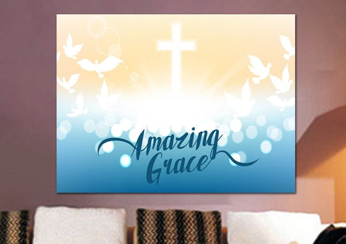 Doves & Cross #2 Amazing Grace Wall Art & Decor