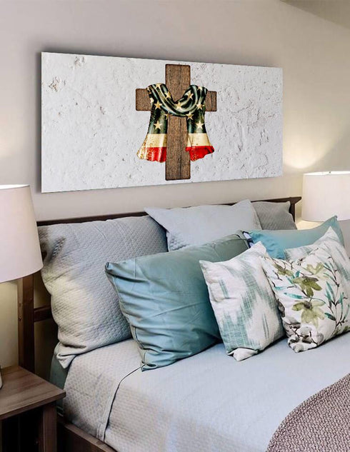 Draped Cross #7 American Flag Patriotic Wall Art