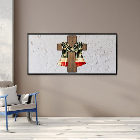 Draped Cross #7 American Flag Patriotic Wall Art