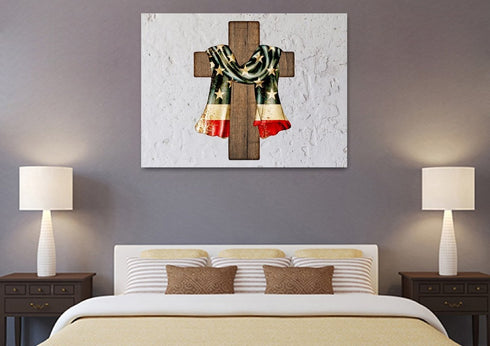 Draped Cross #7 American Flag Patriotic Wall Art