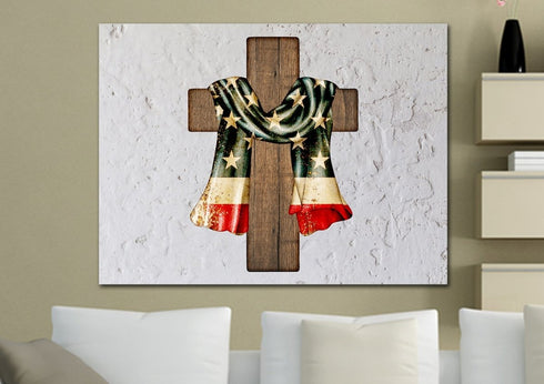 Draped Cross #7 American Flag Patriotic Wall Art
