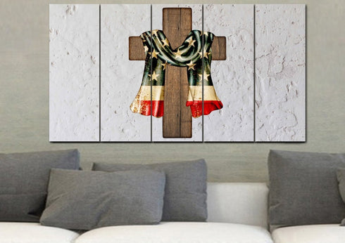 Draped Cross #7 American Flag Patriotic Wall Art