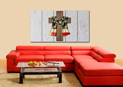 Draped Cross #7 American Flag Patriotic Wall Art