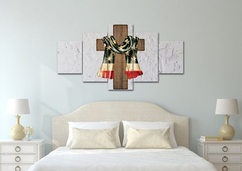 Draped Cross #7 American Flag Patriotic Wall Art