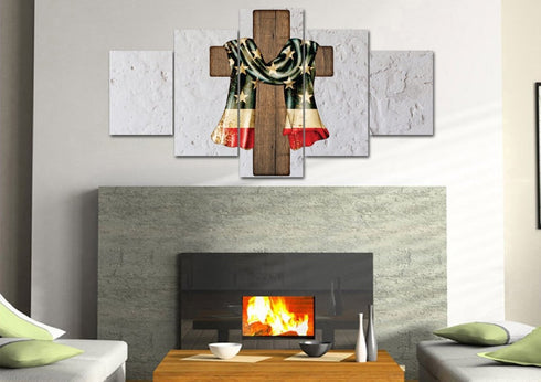 Draped Cross #7 American Flag Patriotic Wall Art