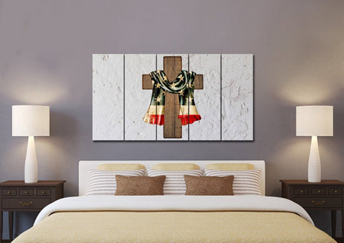 Draped Cross #7 American Flag Patriotic Wall Art