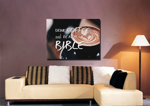 'Drink Coffee and Read your Bible' Wall Art Canvas Print