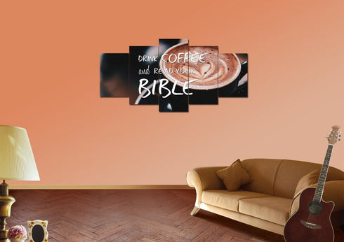 'Drink Coffee and Read your Bible' Wall Art Canvas Print