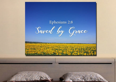 Ephesians 2:8 Saved by Grace Wall Art Canvas Print