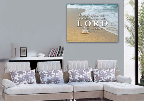 Exodus 14:13 Watch the LORD rescue you Canvas Wall Art Print