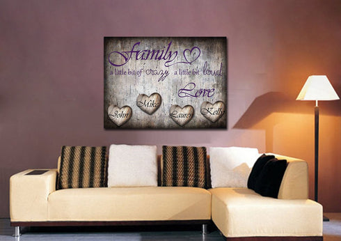 Family a'lil crazy but alot of Love - Personalized Canvas #3