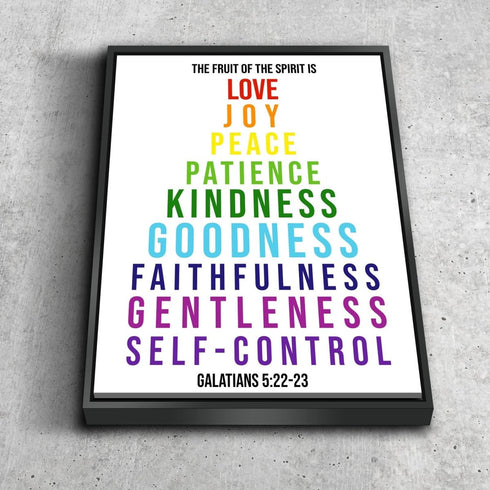 #10 Colored Letters & Galatians 5:22 Fruit of the Spirit Canvas Print