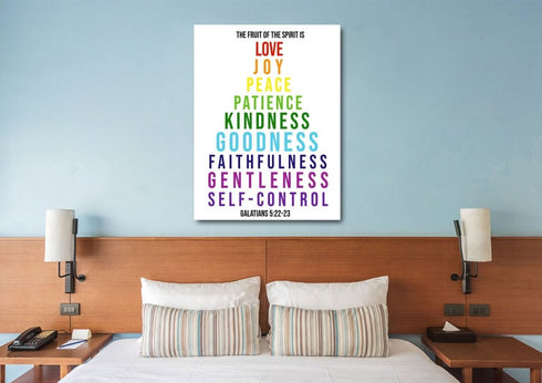 #10 Colored Letters & Galatians 5:22 Fruit of the Spirit Canvas Print